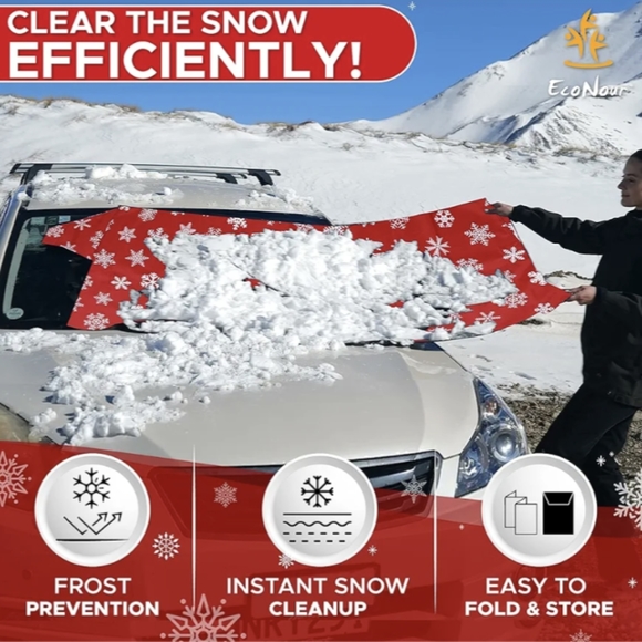 Car Windshield Snow Cover for Car Decor | Tough 600D Polyester Fabric Windshield - Picture 3 of 11
